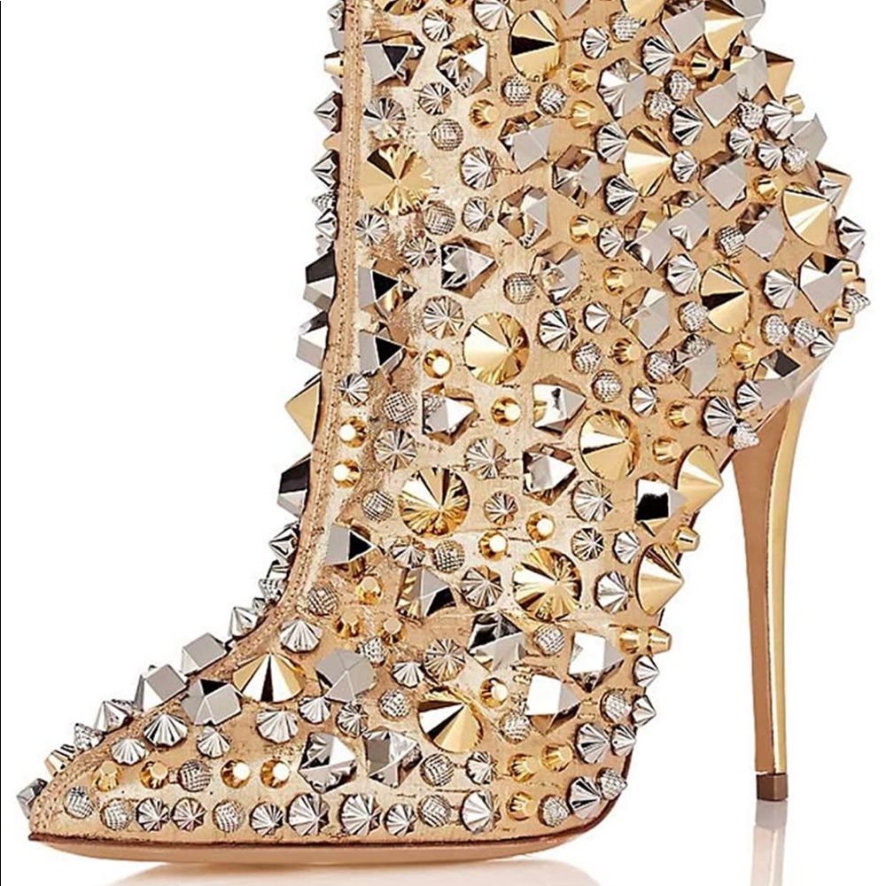 Gold Studs Zip Stiletto Boots (Reg 169.99)